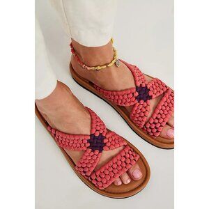 Free People Edge Water Woven Sandals Womens 8 Slide Casual Comfort Boho Hippie